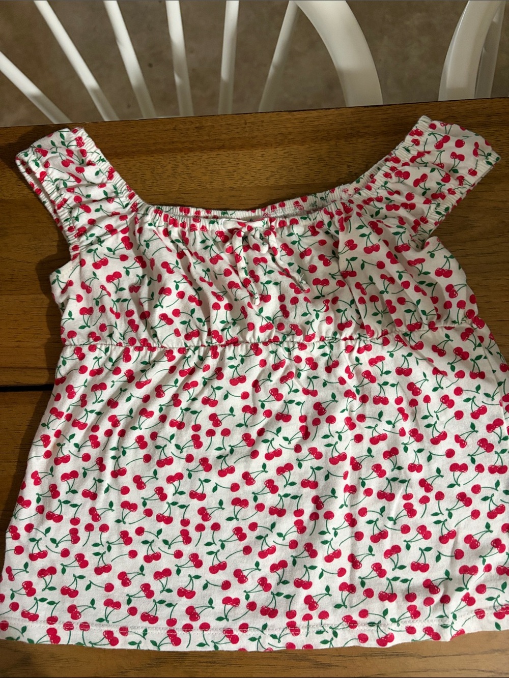Old Navy White Tank Top with Red Cherry Print